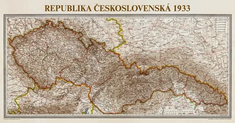 Nástěnná mapa Republiky československé, 1933